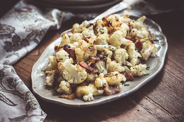 cauliflower roasted with bacon and caramelized green onions 6