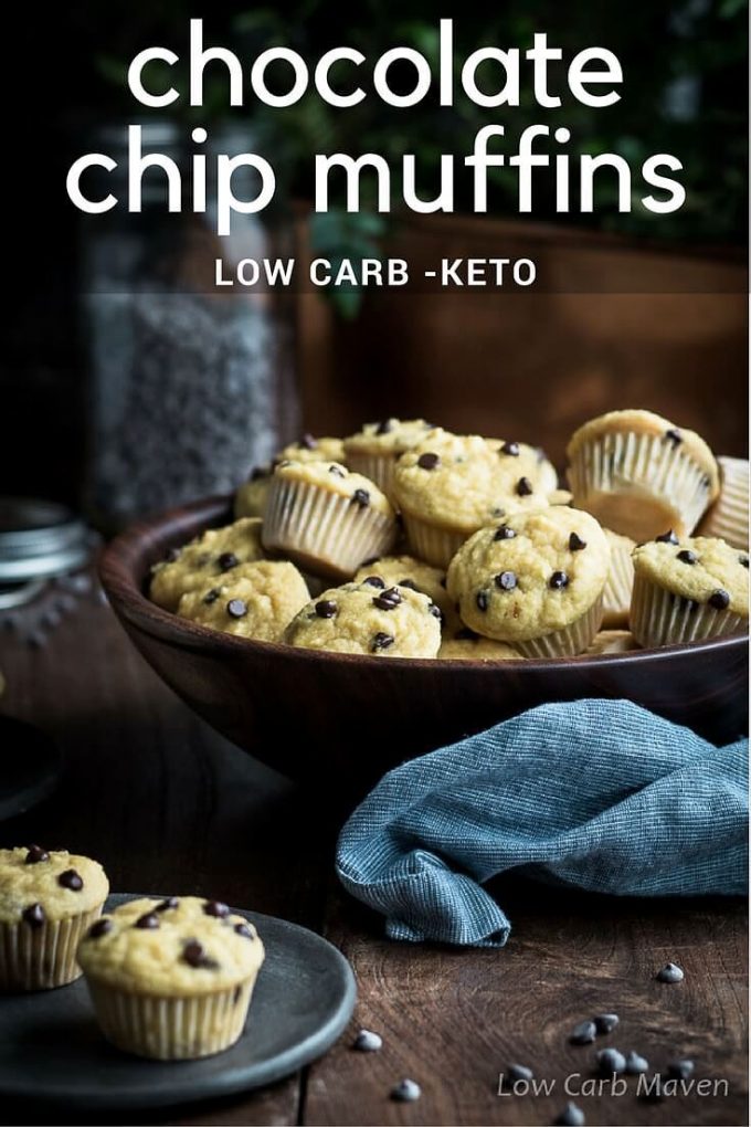 Looking for easy low carb muffins recipes? How about healthy mini chocolate chip muffins made with coconut flour for sugar-free or keto diets.