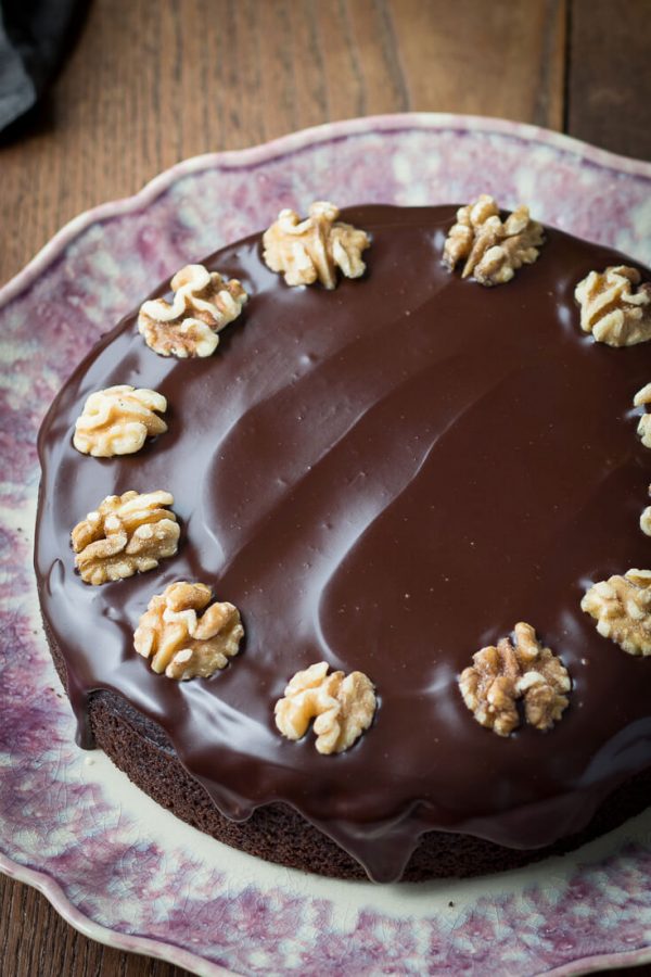 Best Eggless Chocolate Walnut Cake - Delighted Baking