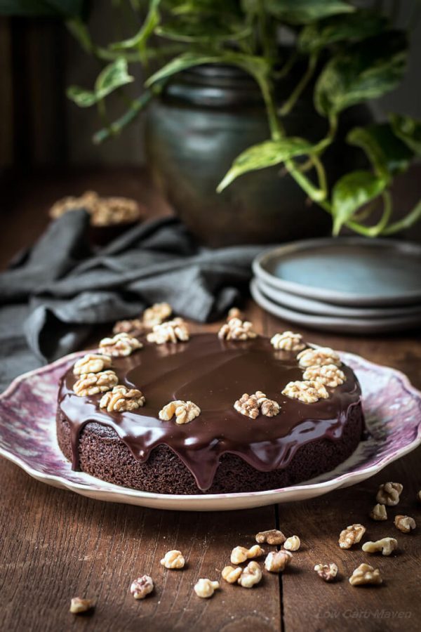 Simple Moist Chocolate Walnut Cake - Alpine Ella