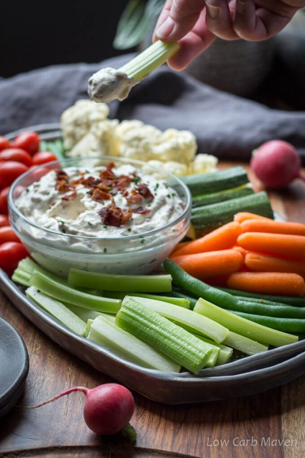 Creamy bacon horseradish dip is a great low carb and keto recipe for parties and appetizers.