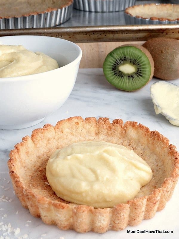 This Almond-Coconut Tart Crust is nice with coconut milk pastry cream, lemon curd and fresh fruit | Low carb, Gluten-free, Casein-Free | lowcarbmaven.com