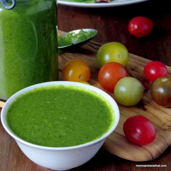 Basil & Mint Vinaigrette is a great dressing and marinade for salad, vegetables, meat & fish | low carb, gluten-free, dairy-free, Paleo | lowcarbmaven.com