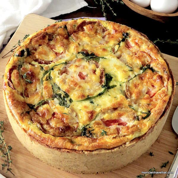 Ham & Arugula Quiche with Creamy Havarti & Smoked Gouda Cheese | low carb, gluten-free | lowcarbmaven.com