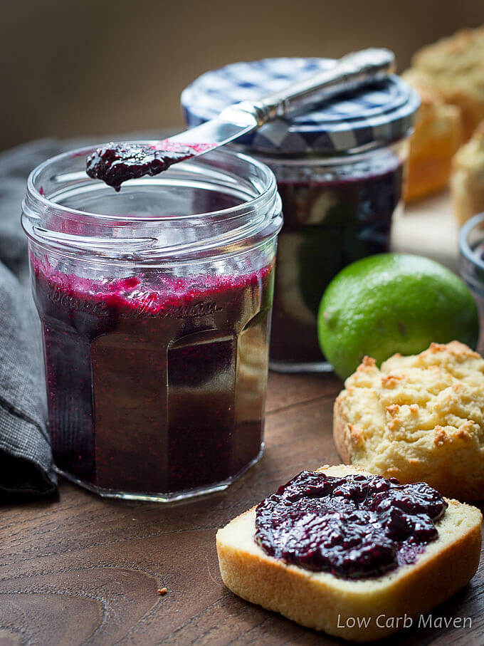 Sugar-free blueberry chia seed jam is keto friendly and delicious!