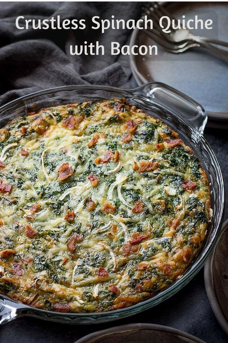 Crustless Spinach Quiche Recipe With Bacon | Low Carb Maven