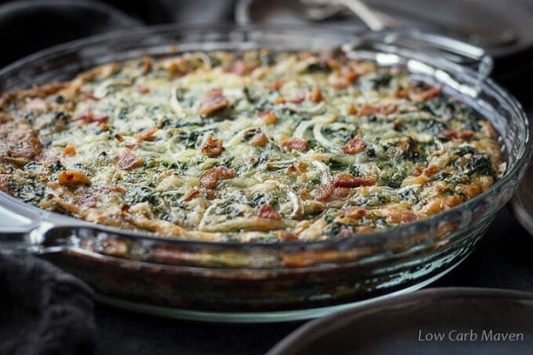 Crustless spinach bacon quiche 