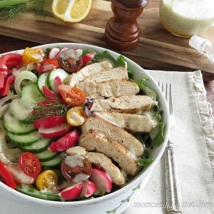 Herbed Grilled Chicken Breast Salad is perfect for lunch or dinner. Especially designed with Atkins Induction in mind. | low carb, gluten-free, dairy-free, Paleo,Keto | lowcarbmaven.com