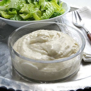 Easy Lemon Caesar Dressing uses prepared mayonnaise for fast, easy preparation. It's so good! | low carb, gluten-free, keto | lowcarbmaven.com