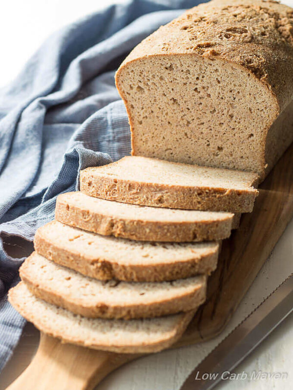 The Best Low Carb Bread Recipe with psyllium and flax! This low carb and keto bread recipe makes a regular sized loaf and tastes like sourdough bread.