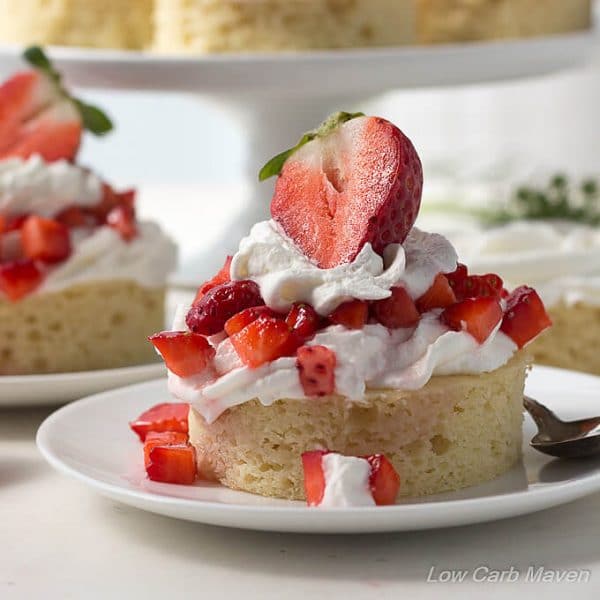 Low Carb Strawberry Almond Shortcake cake version Low Carb Maven