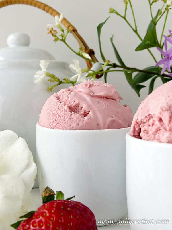 A sophisticated strawberry ice cream with a tart, acidic bite and nice depth of flavor. This low carb Strawberry Buttermilk Ice Cream, is ice cream at its best. | low carb & keto | lowcarbmaven.com