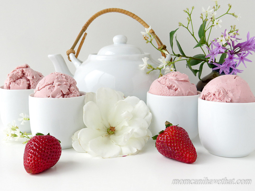 A sophisticated strawberry ice cream with a tart, acidic bite and nice depth of flavor. This low carb Strawberry Buttermilk Ice Cream, is ice cream at its best. | low carb & keto | lowcarbmaven.com