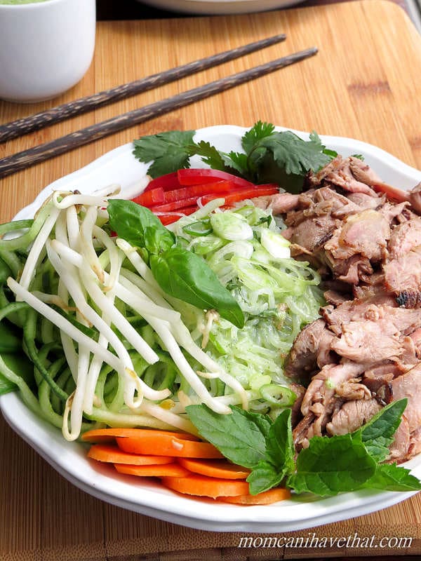 Thai Beef Salad Noodle Bowls with Miracle Noodles are a delicious low carb Asian meal. | low carb, gluten-free, dairy-free, paleo, keto | lowcarbmaven.com