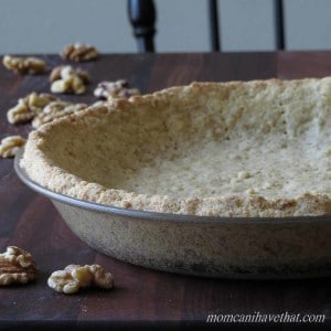 This Low Carb Walnut Pie Crust is great for no-bake chocolate, cheesecake and pumpkin pies. It's super easy to make. | low carb, gluten-free, casein-free, lactose-free, paleo, keto | momcanihavethat