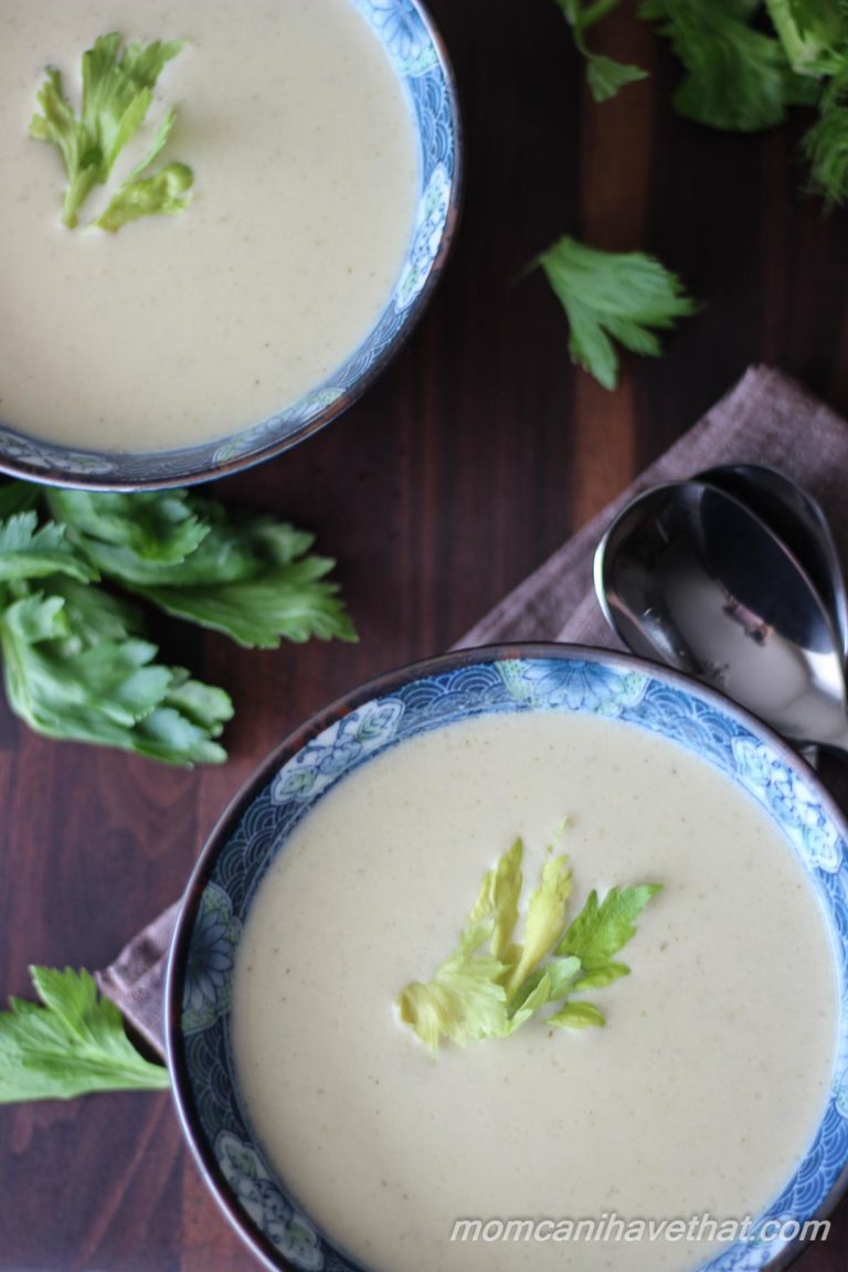 Creamy Celery Fennel Soup with Rotisserie Chicken is an easy low carb, gluten-free soup with a secret ingredient! | lowcarbmaven.com