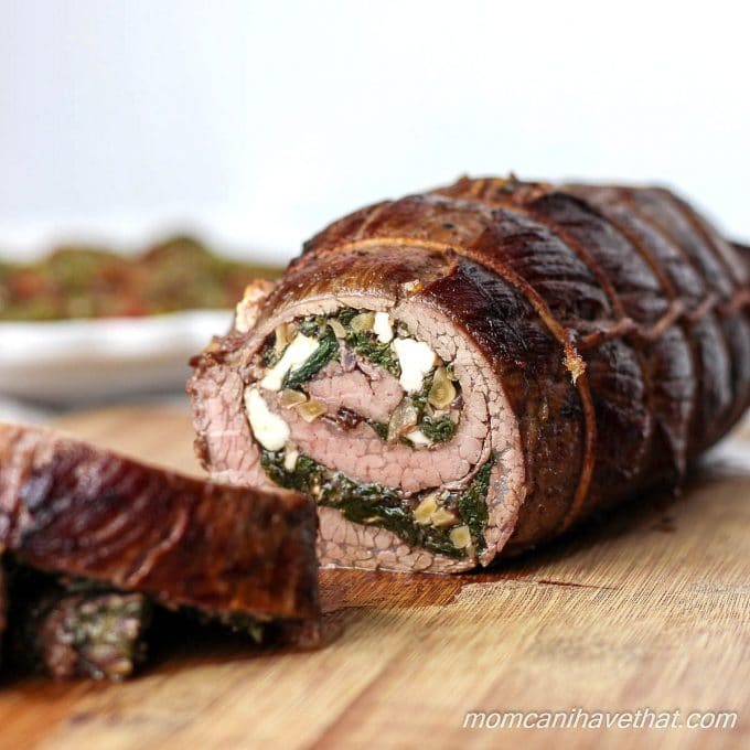 Swiss Chard Stuffed Flank Steak with Feta Cheese and Walnuts | low carb, gluten-free, THM-S | lowcarbmaven.com