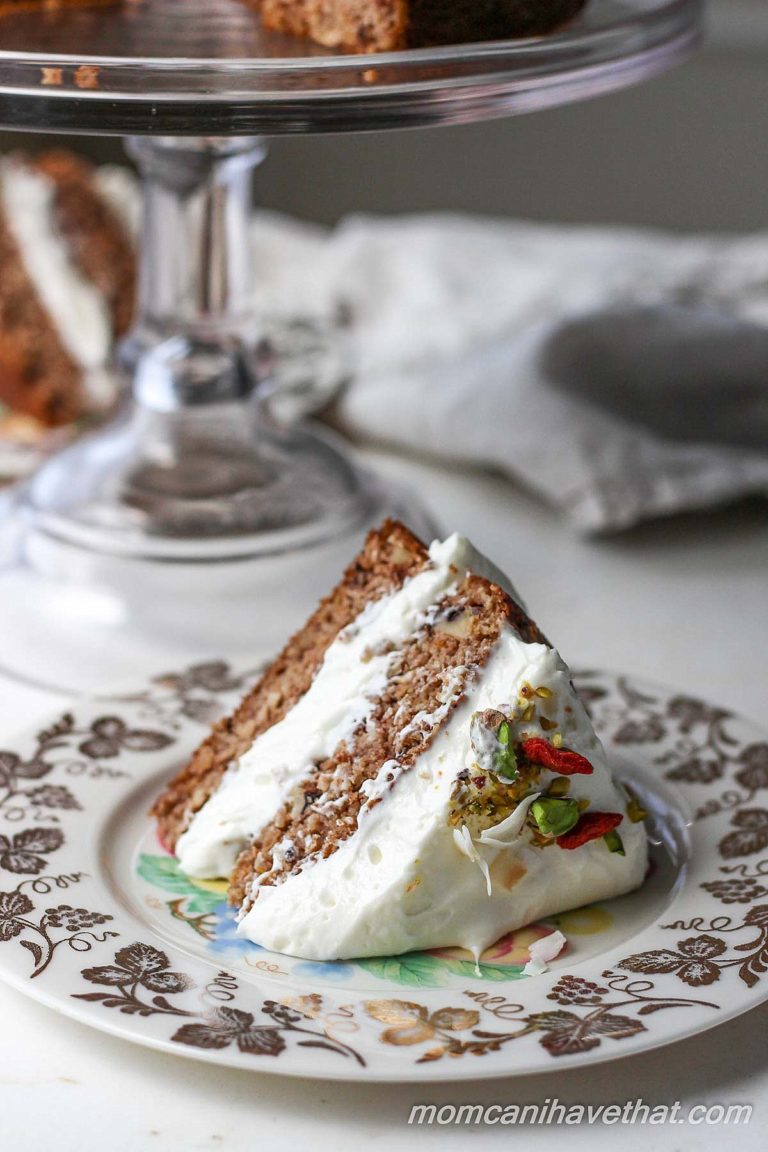 This healthy low carb carrot cake recipe has a silky gingered cream cheese frosting.