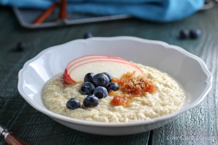 Coconut Flour Porridge is a simple warming breakfast that's read in minutes. | low carb, gluten-free, paleo, keto, thm | LowCarbMaven.com