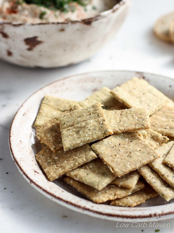 Low Carb Paleo Almond Flour Crackers with Sesame Seeds | Low Carb Maven