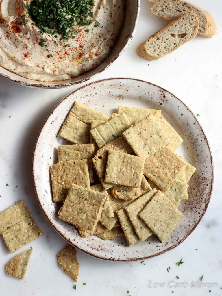 Paleo Almond Sesame Crackers | low carb, dairy-free, gluten-free, paleo, keto, thm | LowCarbMaven.com