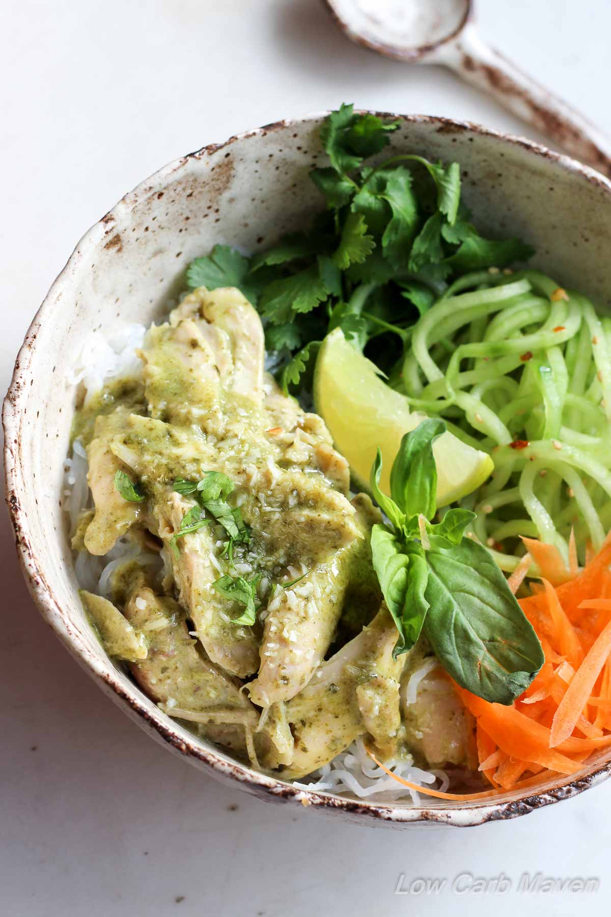Easy Weeknight Coconut Basil Chicken promises great Thai flavors & a complete meal on the table in 20! | low carb, gluten-free, dairy-free, paleo, thm | LowCarbMaven.com