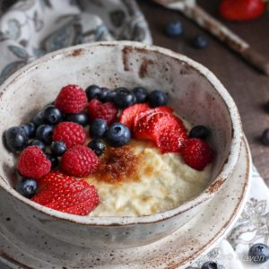 Low Carb Almond Porridge with Berries | Low carb, Gluten-free, Dairy-free, Paleo, Keto, THM | LowCarbMaven.com