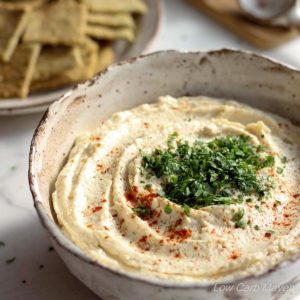 Low Carb Artichoke Hummus tastes remarkably like the real thing. | low carb, gluten-free, dairy-free, paleo, keto, thm | LowCarbMaven.com