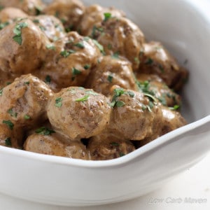 Low Carb Swedish Meatballs - great as an appetizer or a meal served over zoodles! | lowcarb, gluten-free, keto, thm | LowCarbMaven.com