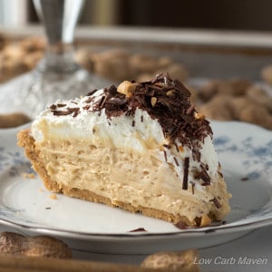 This luscious Low Carb Peanut Butter Pie is completely made from scratch with wholesome ingredients | Lowcarbmaven.com