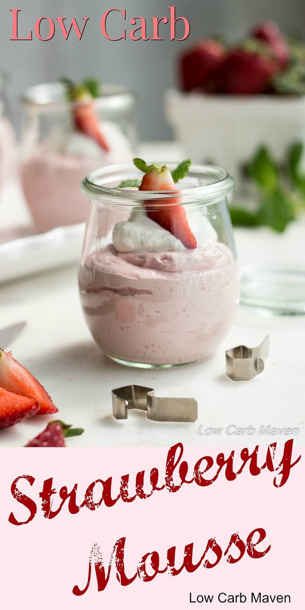 Low Carb Strawberry Mousse is easy to make and uses an ingredient for a vibrant strawberry flavor! | low carb, gluten-free, keto, thm |LowCarbMaven