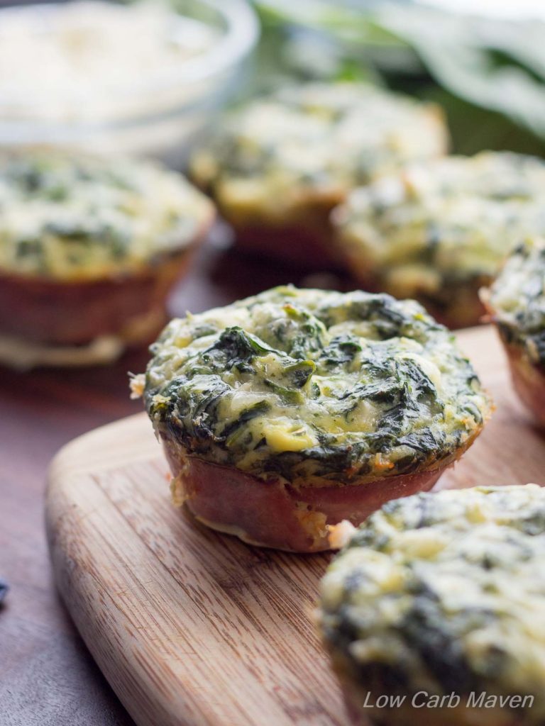 These Spinach Feta Quiche Muffins taste like spinach artichoke dip and are a breeze to make! | low carb, gluten-free, keto, thm