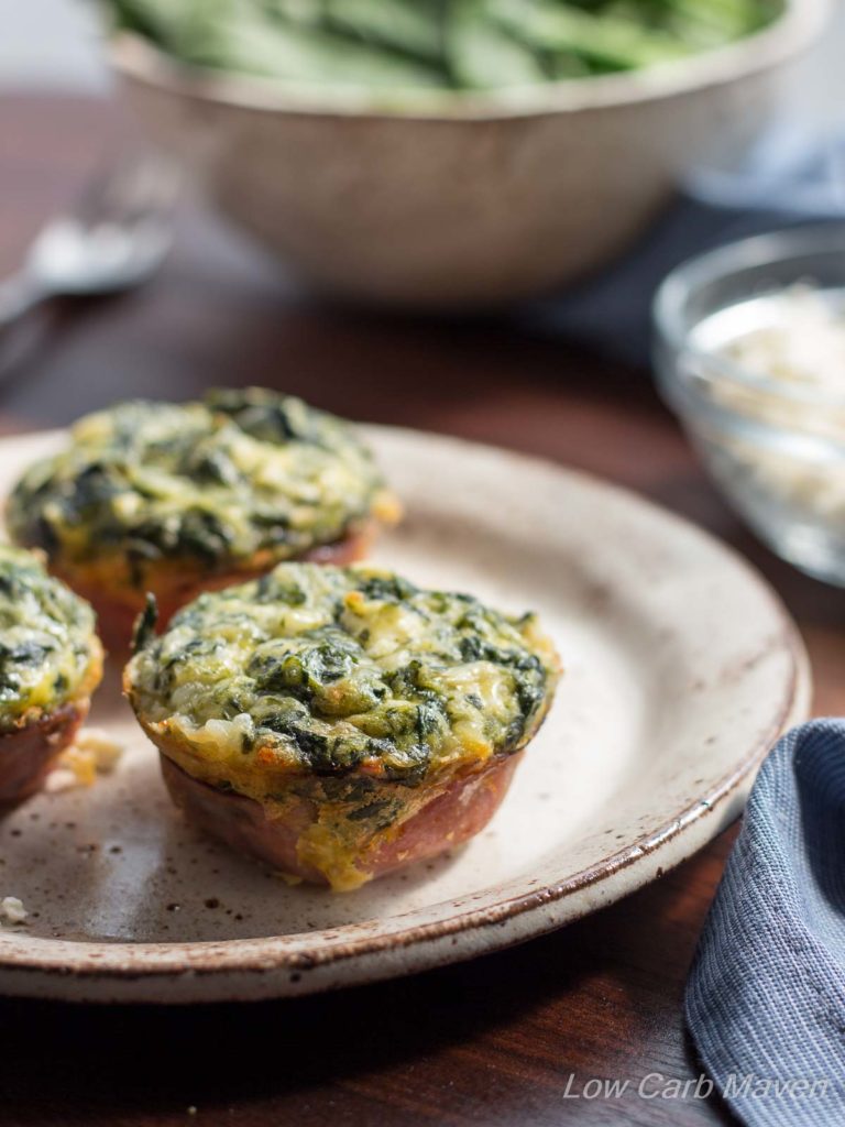 These Spinach Feta Quiche Muffins taste like spinach artichoke dip and are a breeze to make! | low carb, gluten-free, keto, thm