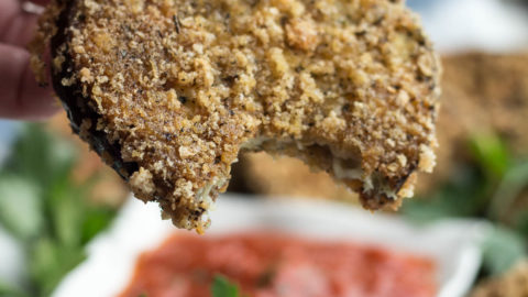 Crispy Fried Eggplant Rounds With Parmesan Cheese And Marinara Sauce Low Carb Maven