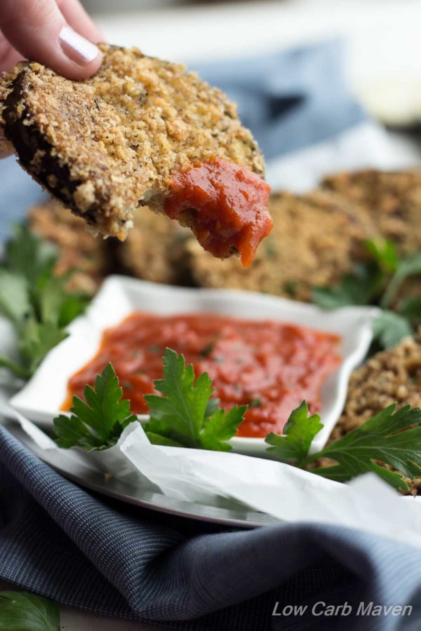 Crispy Fried Eggplant Rounds With Parmesan Cheese And Marinara Sauce