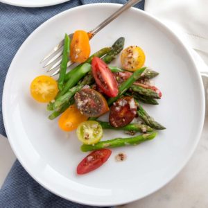 Baby Heirloom and Asparagus Salad - Fresh, fast & easy! | low carb, gluten-free, paleo, whole 30