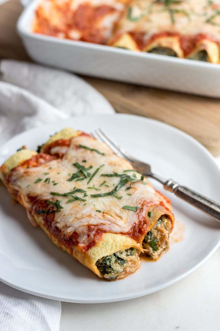 Low Carb Spinach Manicotti With Ricotta Cheese And Red Sauce Low Carb Maven