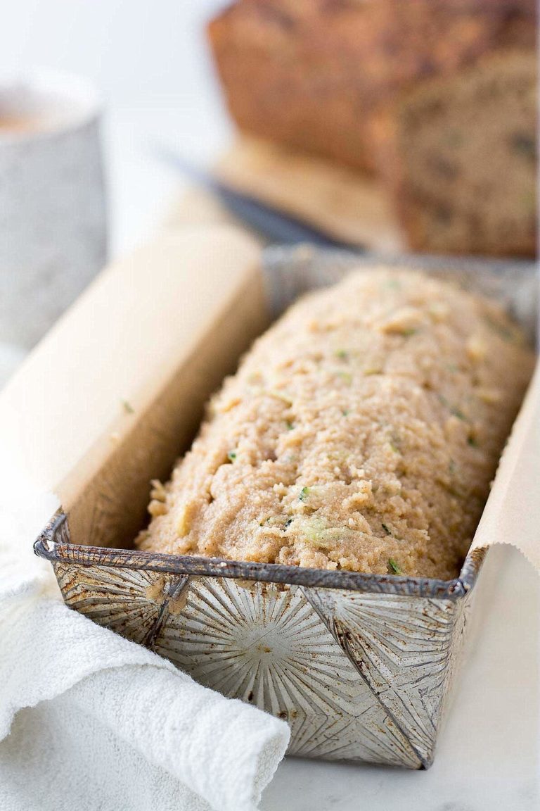 Low Carb Zucchini Batter in a prepared loaf pan.