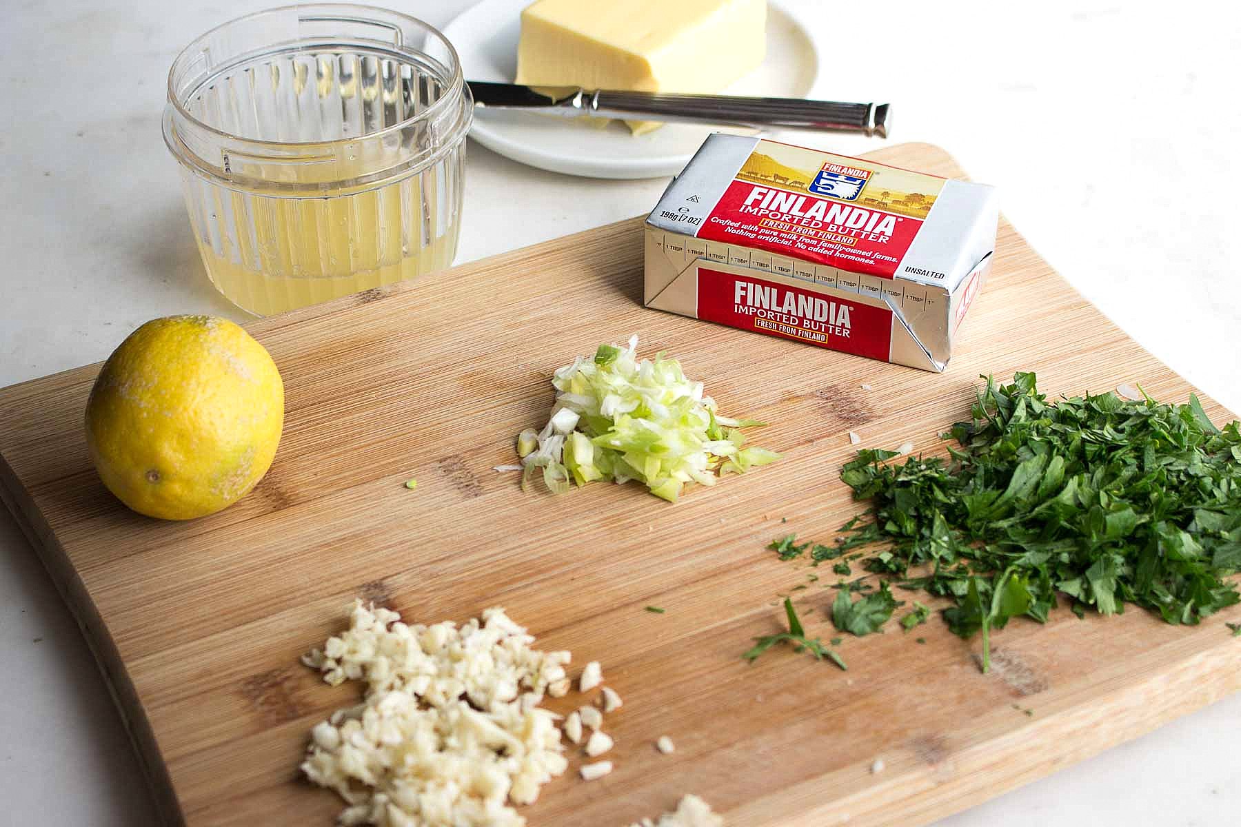 Ingredients for Shrimp Scampi with Finlandia Imported Butter.