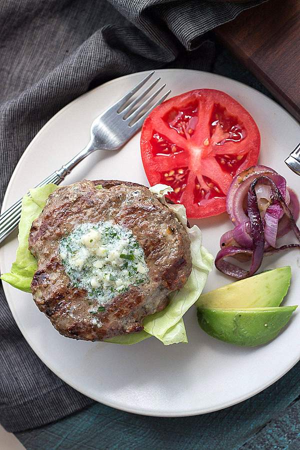 Blue cheese burgers so crazy amazing with flavor, you won't miss the bun! | Low carb, Gluten-free, Keto, bunless