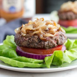 Make your own steakhouse burgers at home with two ingredients and helpful tips. Low carb, paleo, keto, thm
