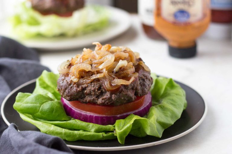 Make your own steakhouse burgers at home with two ingredients and helpful tips. Low carb, paleo, keto, thm