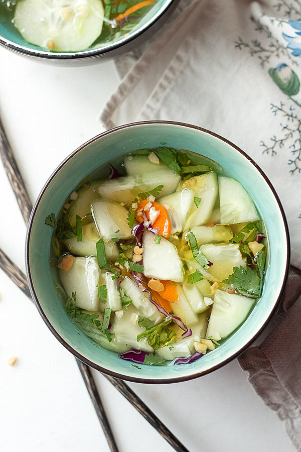 This refreshing Thai Cucumber Salad is a fast & easy side! low carb, sugar-free, Paleo & Keto.