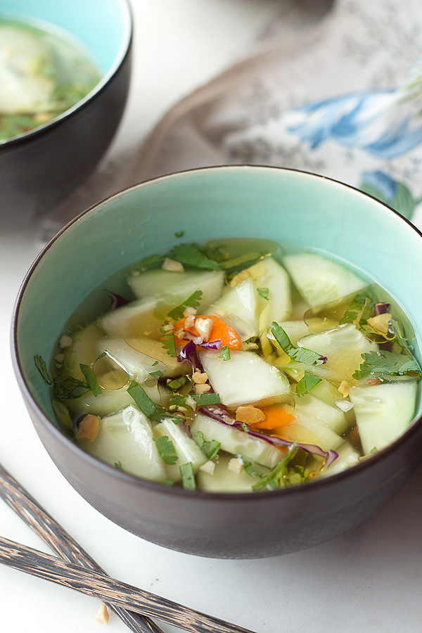 This refreshing Thai Cucumber Salad is a fast & easy side! low carb, sugar-free, Paleo & Keto.