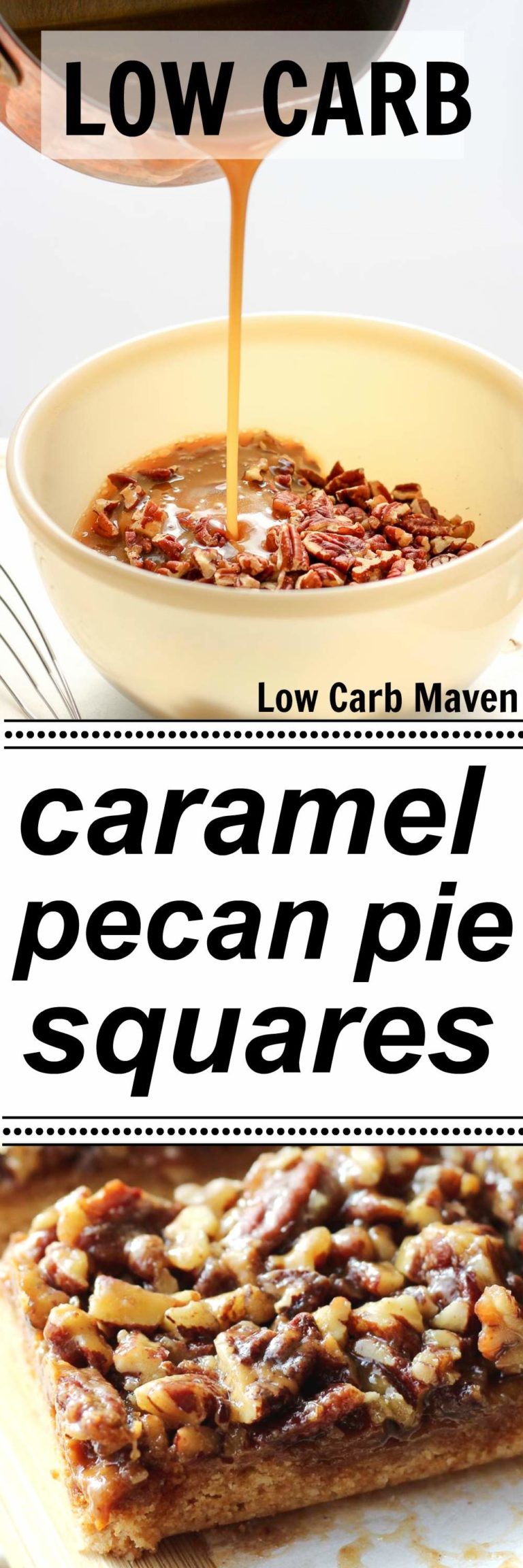 Low Carb Caramel Pecan Pie Squares are sugar free, gluten free and keto