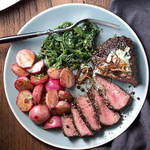 This grass-fed peppercorn flat iron steak was an easy and tasty low carb & keto dinner.