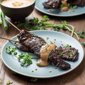 Thai Beef Satay with Peanut Sauce (Low carb, Keto, Paleo)