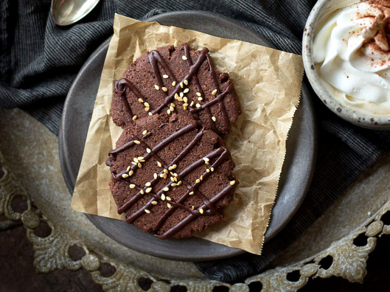 Low carb chocolate sesame cookies have a crispy texture & taste like brownies!