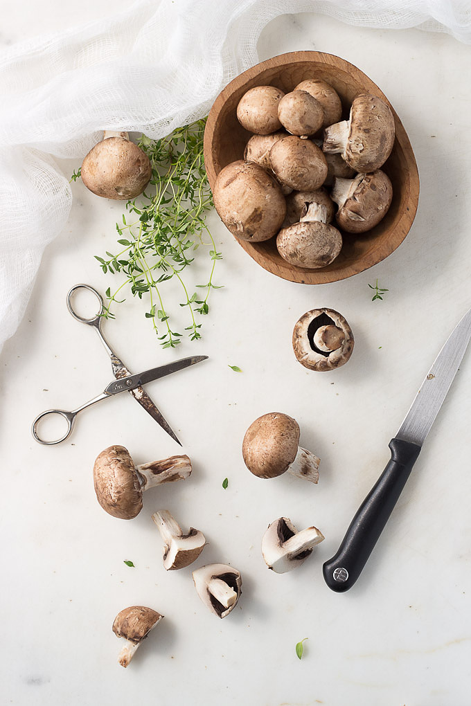 Sauteed Mushrooms in Butter and Thyme is an easy low carb side dish.