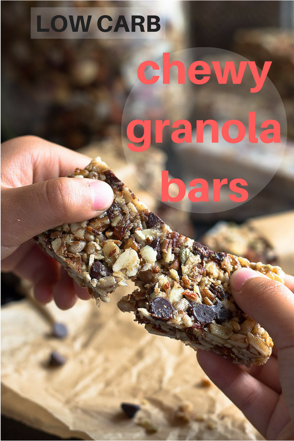 These low carb chewy granola bars are also a gluten and grain-free healthy snack. 